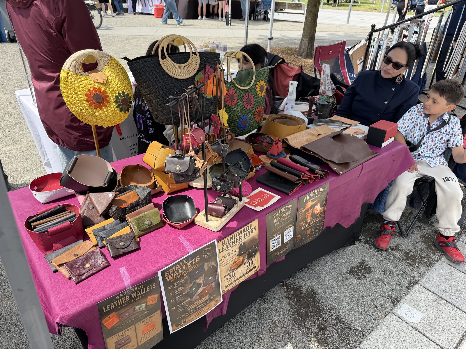 Booth display of leather goods