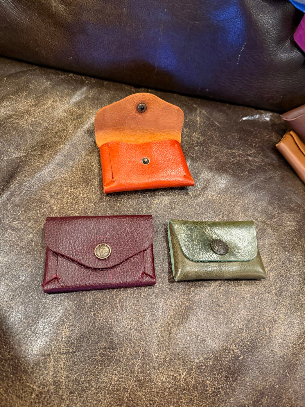 Small leather card wallets and pouches