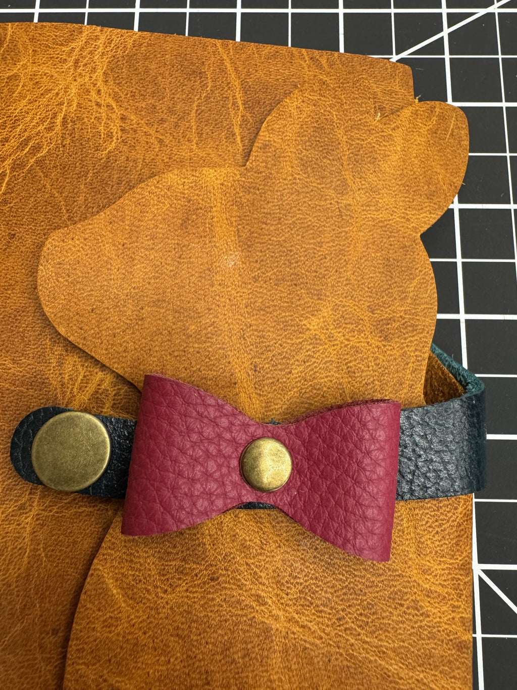 Bunny Journal Cover, Handmade Leather with Bow Tie Closure