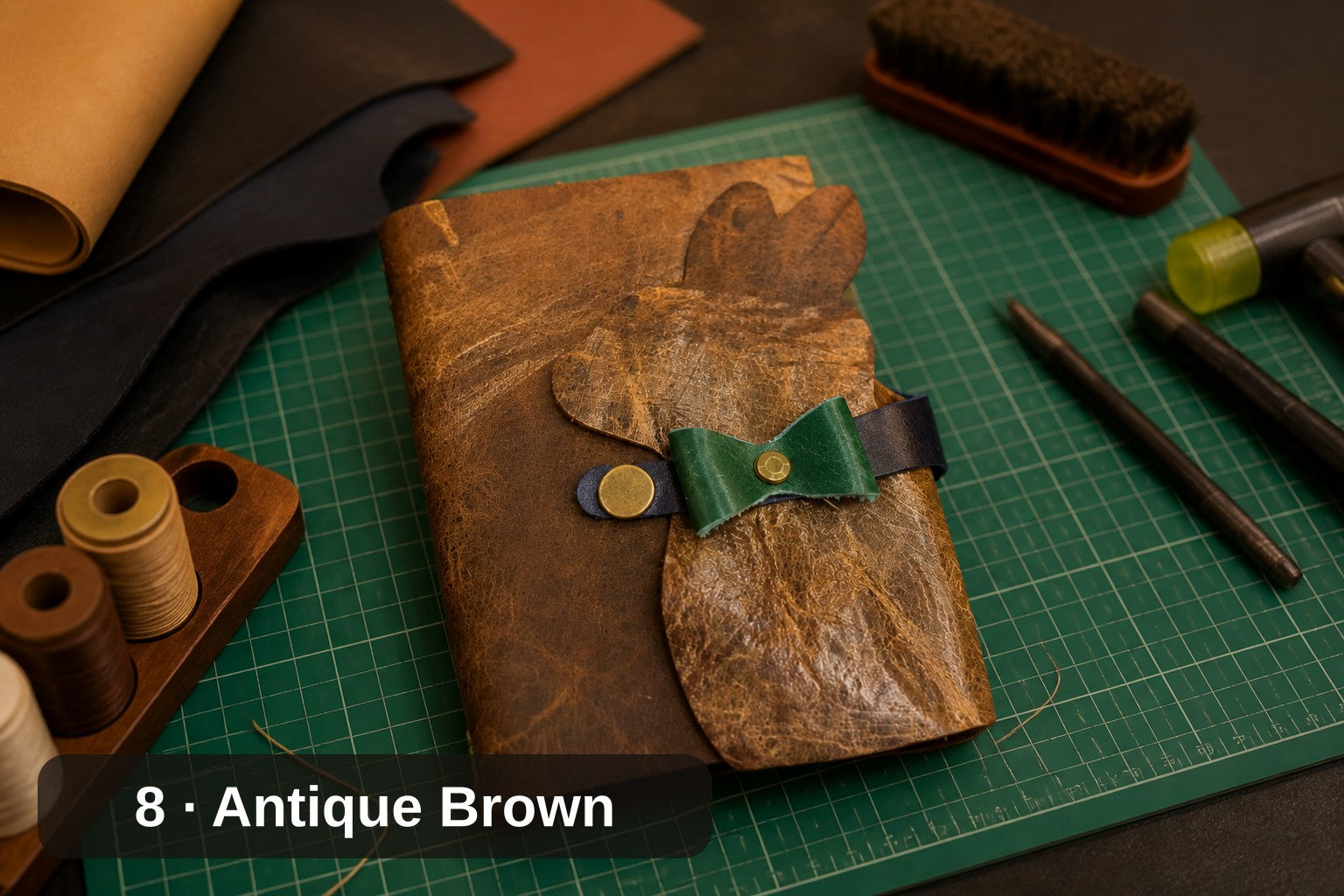 Bunny Journal Cover, Handmade Leather with Bow Tie Closure