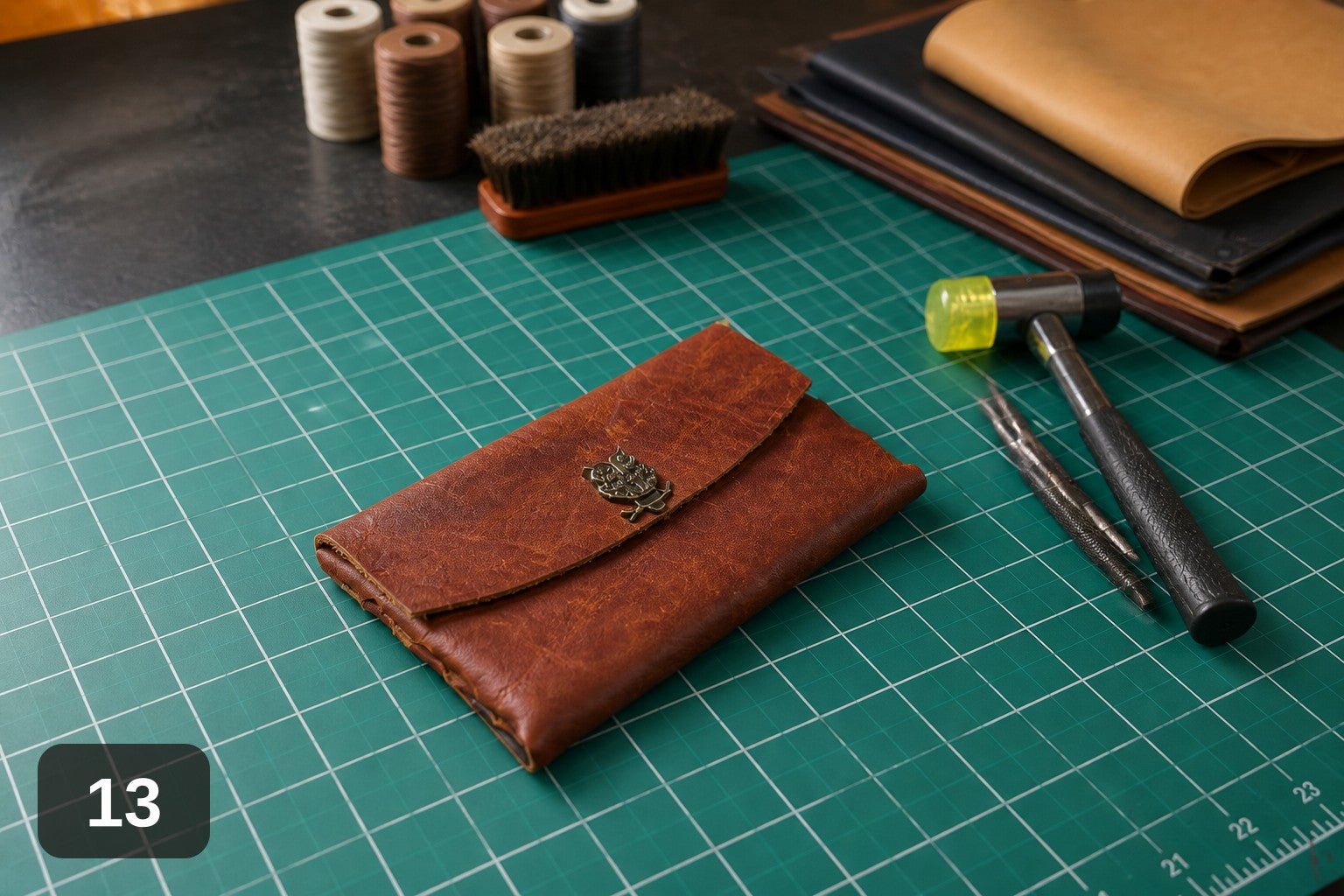 Woven Side Wallet - Handmade Leather Card & Cash Case