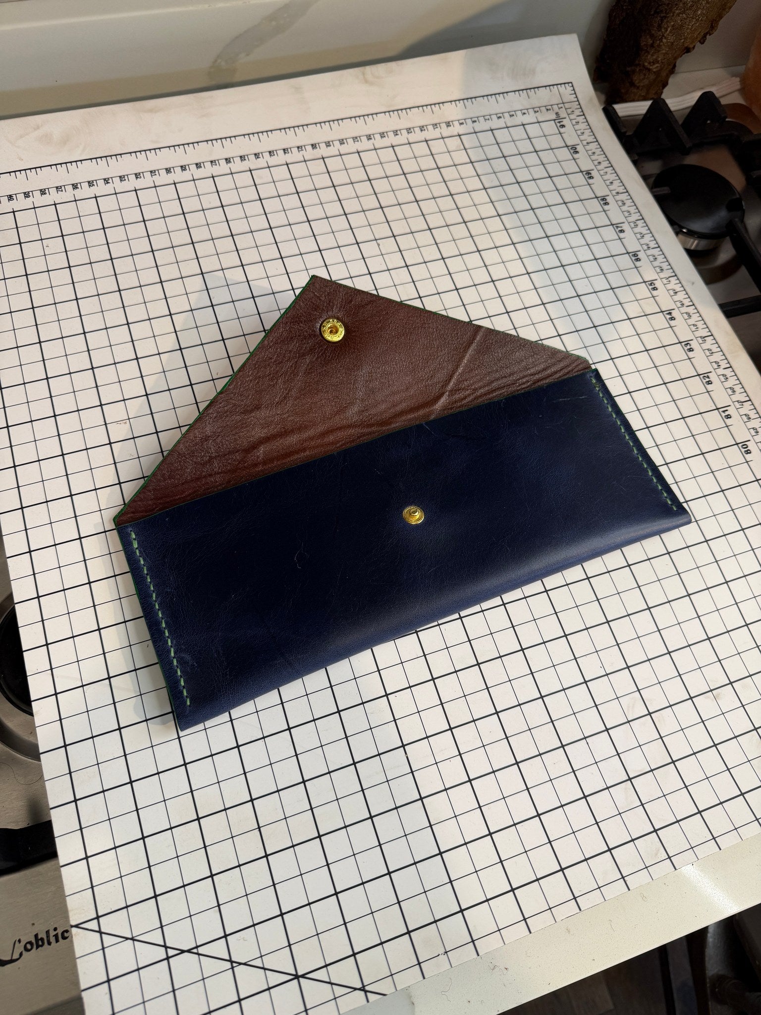 Hand Laced Leather Envelope Clutch in Caramel