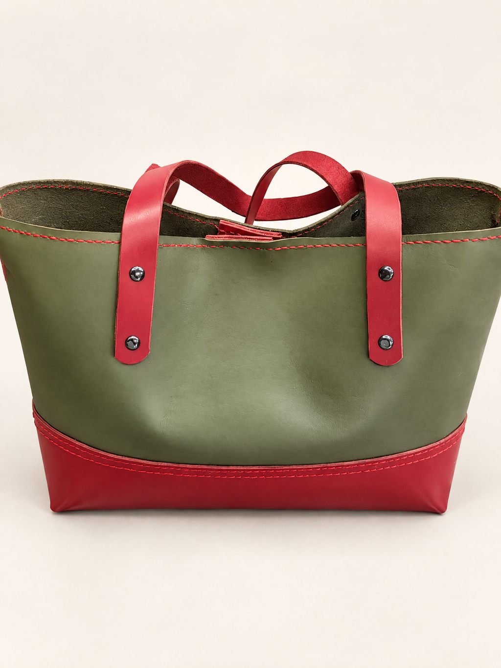 Green & Red Tote — Green Top