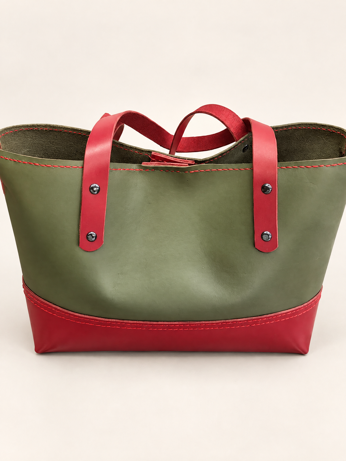 Green & Red Tote — Green Top