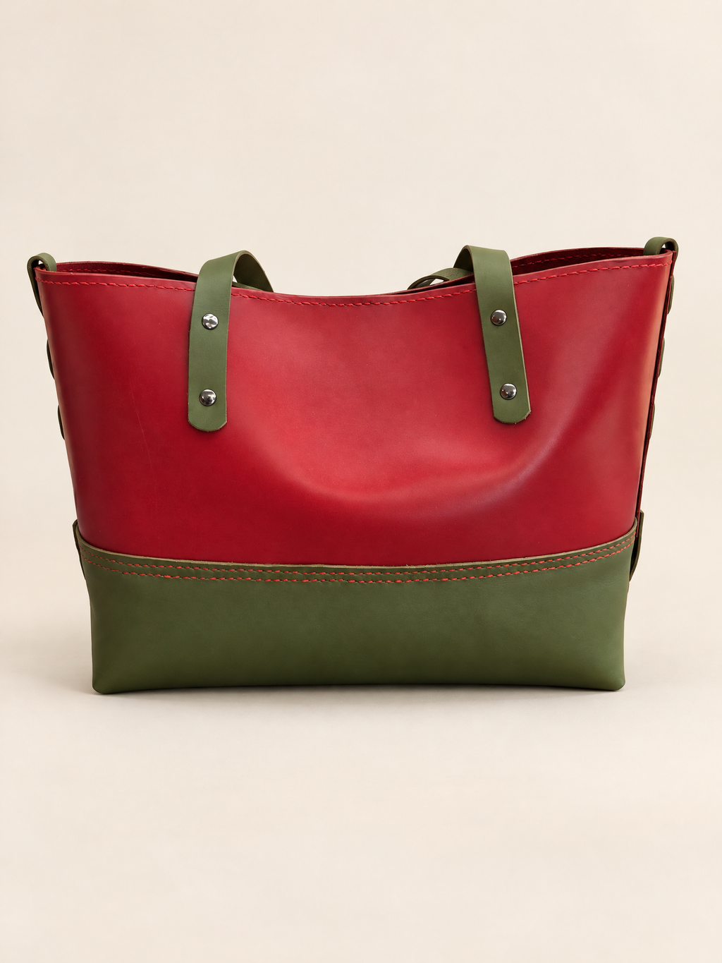 Red & Green Tote — Red Top