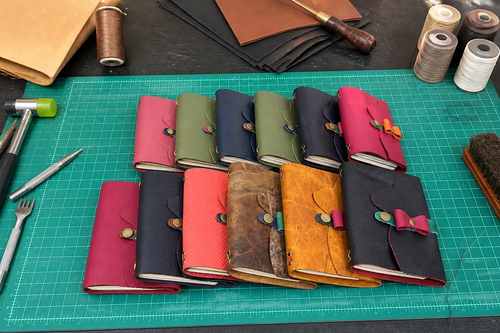 Bunny Journal Cover, Handmade Leather with Bow Tie Closure