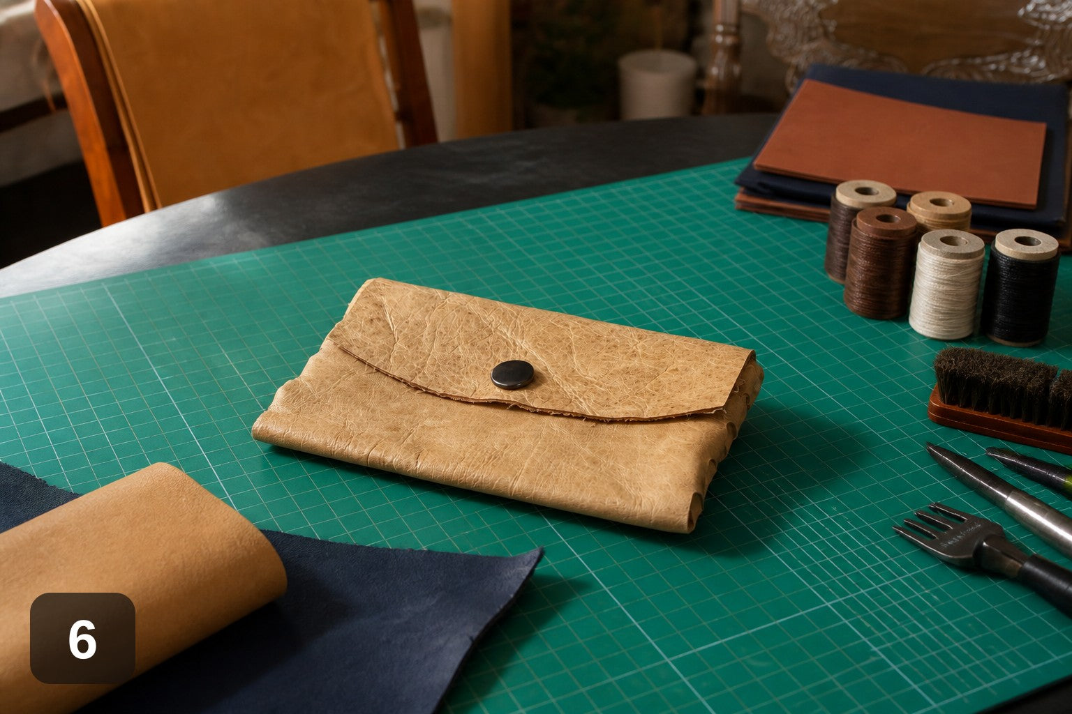 Woven Side Wallet - Handmade Leather Card & Cash Case