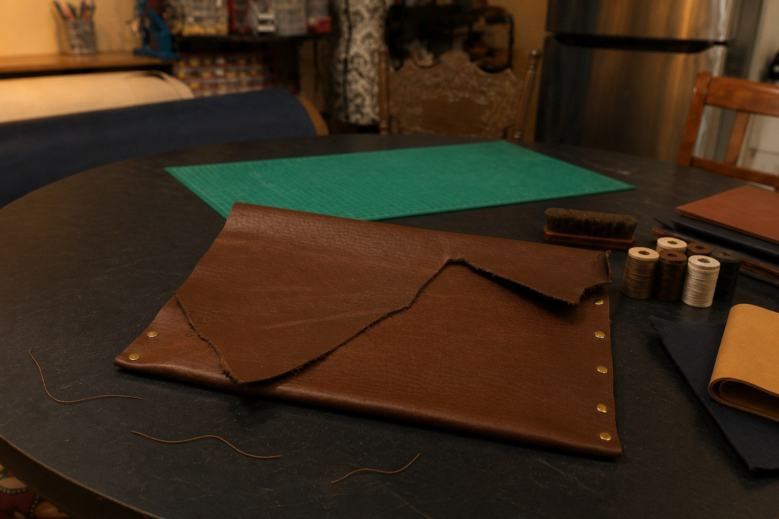 "Live Edge" Laptop Sleeve - Handmade Raw Leather