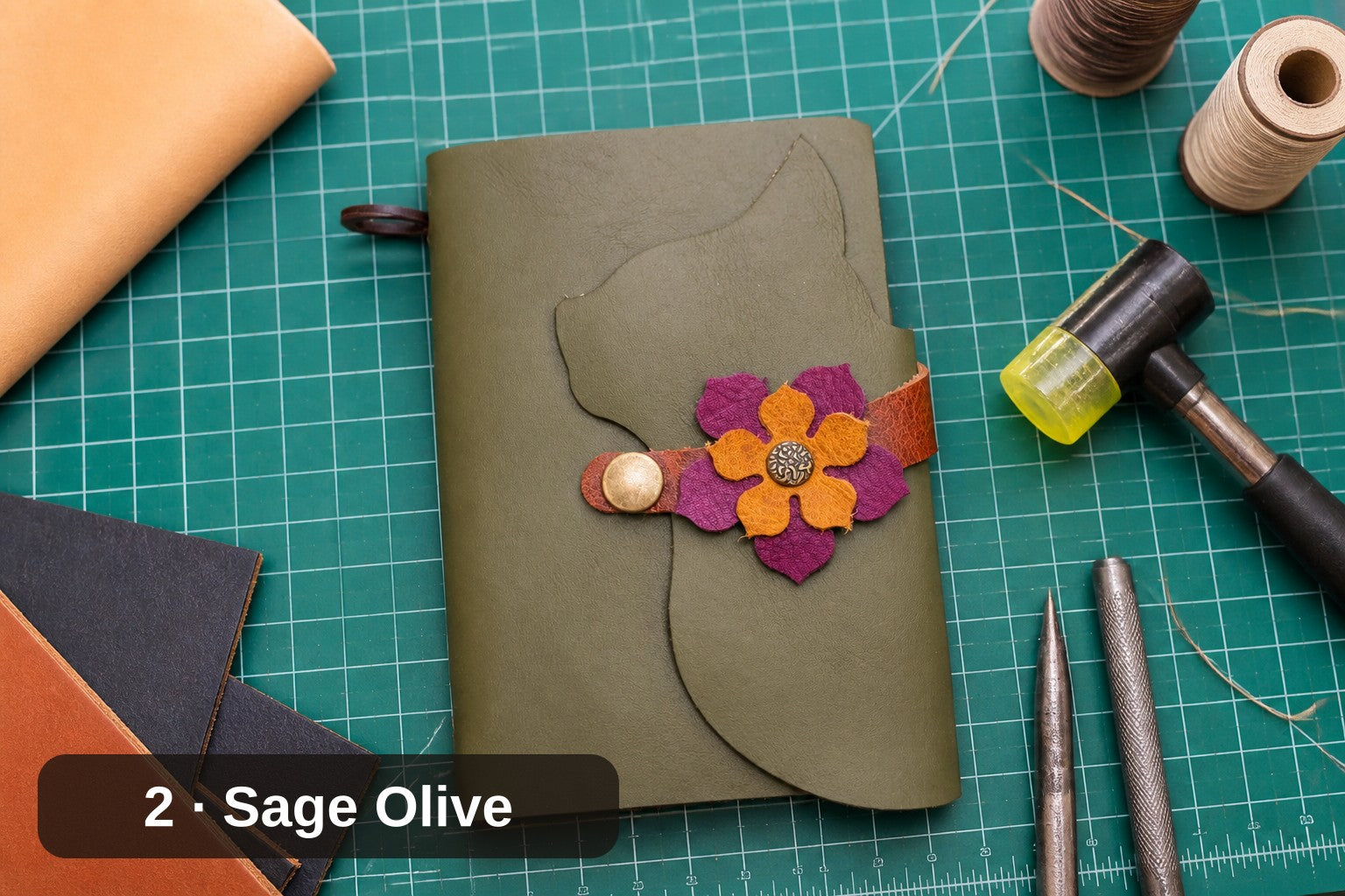 Cat Silhouette Leather Journal Cover, Many colors available