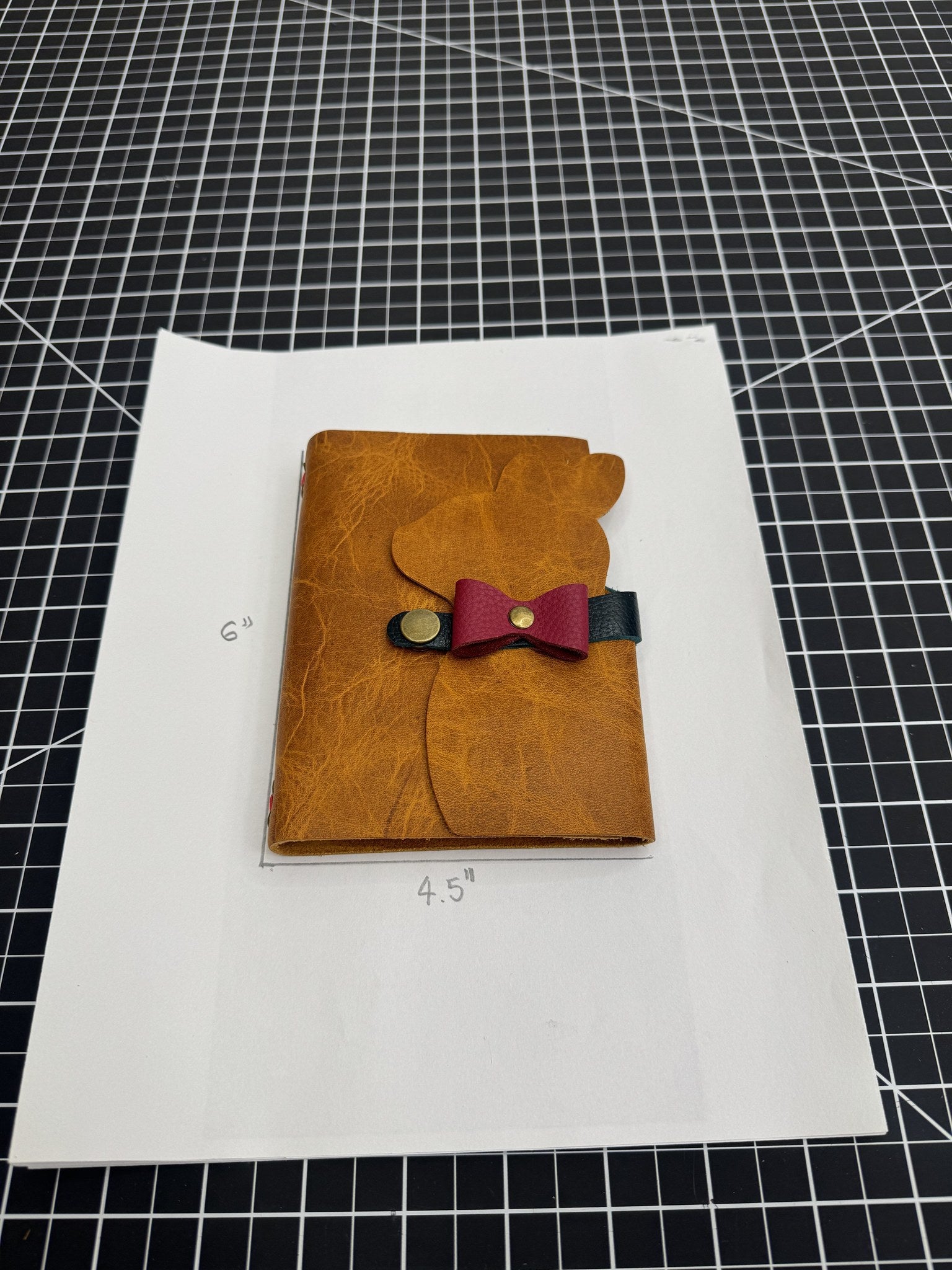 Bunny Journal Cover, Handmade Leather with Bow Tie Closure