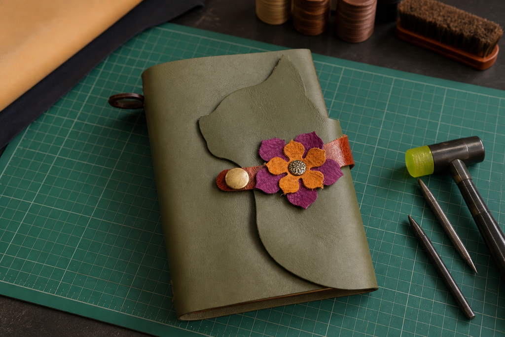 Cat Silhouette Leather Journal Cover, Many colors available