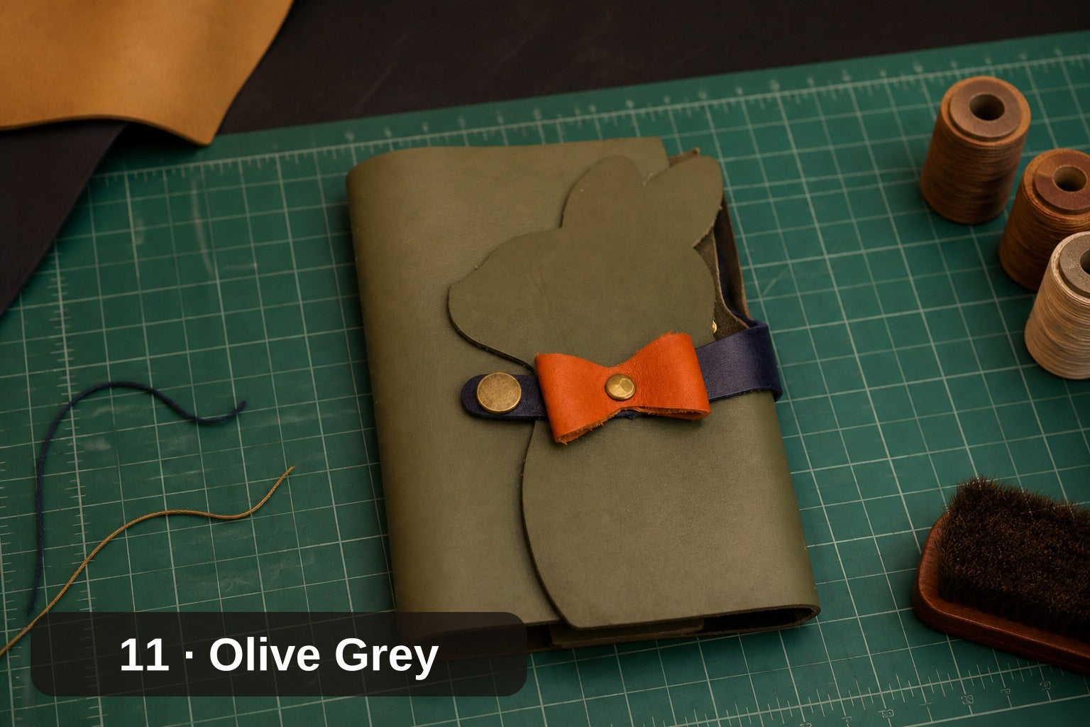 Bunny Journal Cover, Handmade Leather with Bow Tie Closure