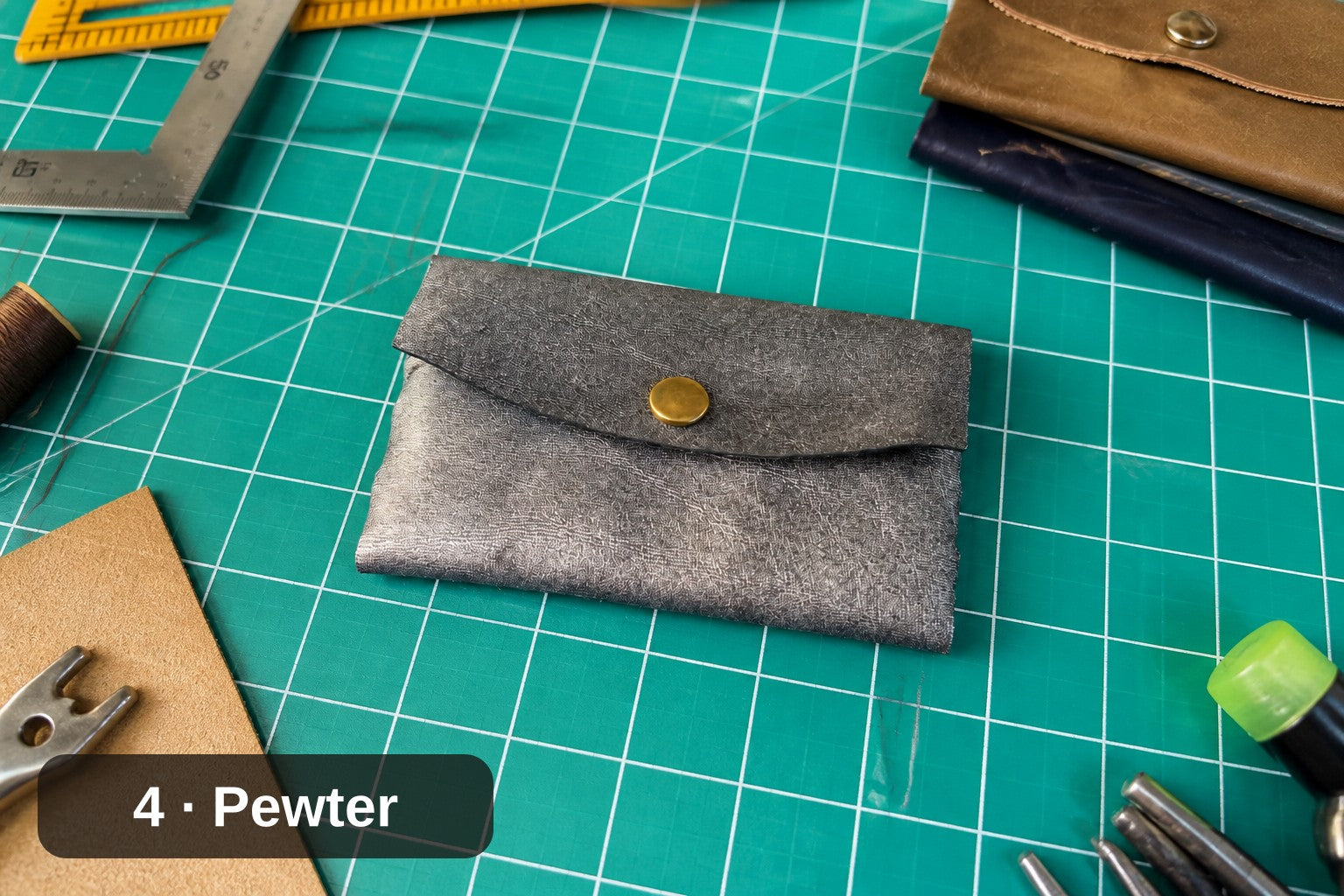 Billetera Lateral Tejida - Estuche de Cuero Hecho a Mano para Tarjetas y Efectivo
