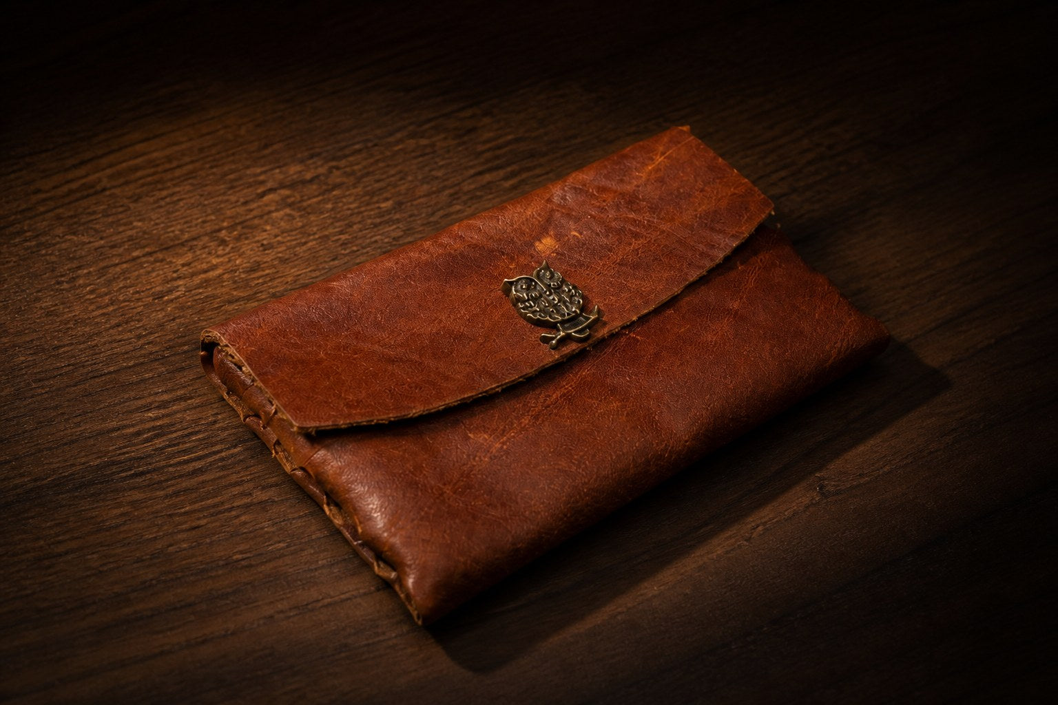 Woven Side Wallet - Handmade Leather Card & Cash Case