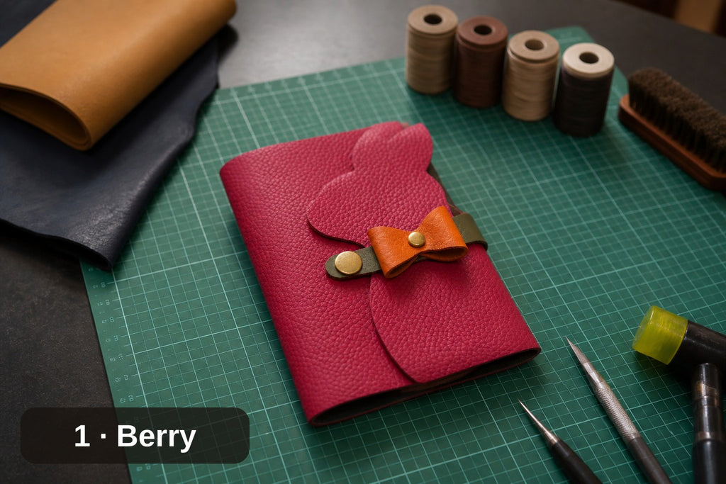 Bunny Journal Cover, Handmade Leather with Bow Tie Closure