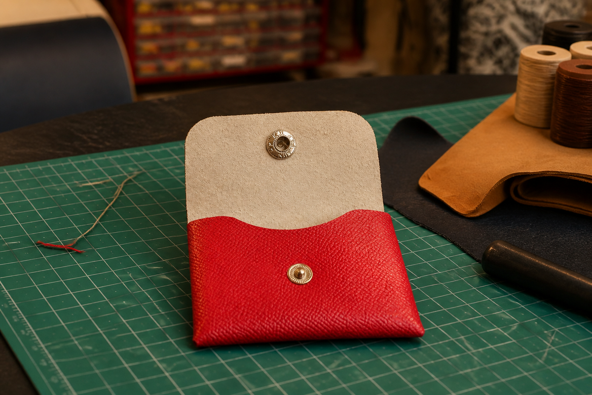 Leather Card Wallet, Stitchless Snap Closure