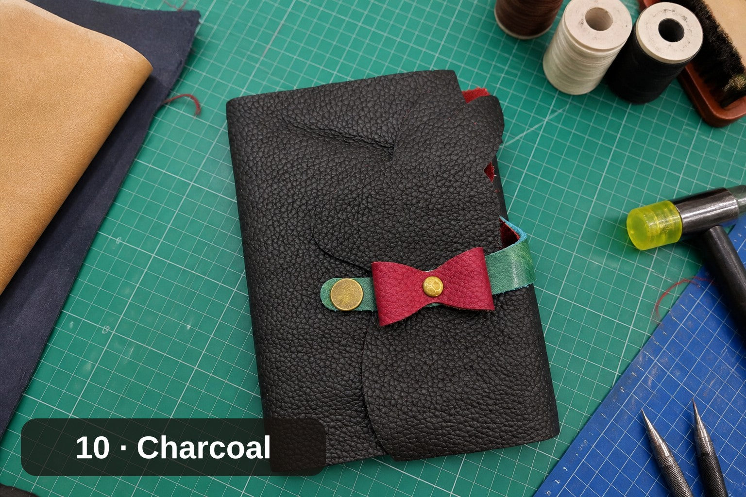 Bunny Journal Cover, Handmade Leather with Bow Tie Closure