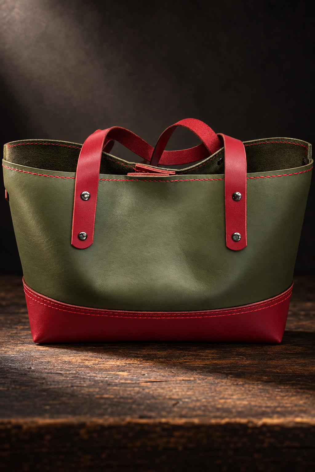 Green & Red Tote — Green Top