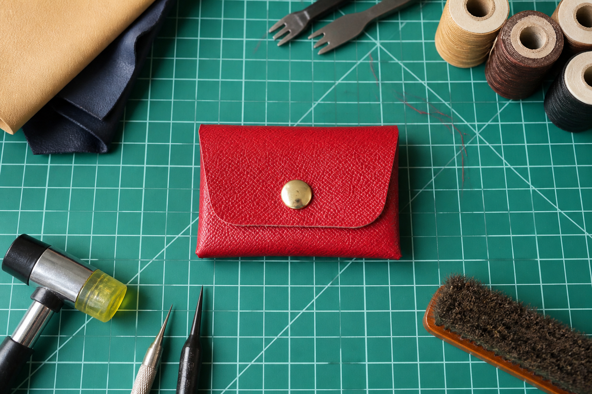 Leather Card Wallet, Stitchless Snap Closure