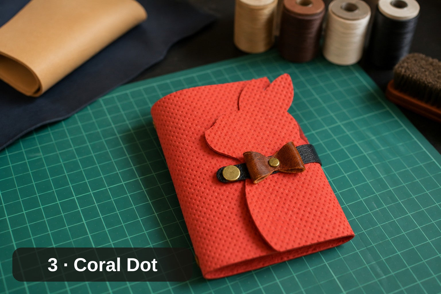 Bunny Journal Cover, Handmade Leather with Bow Tie Closure