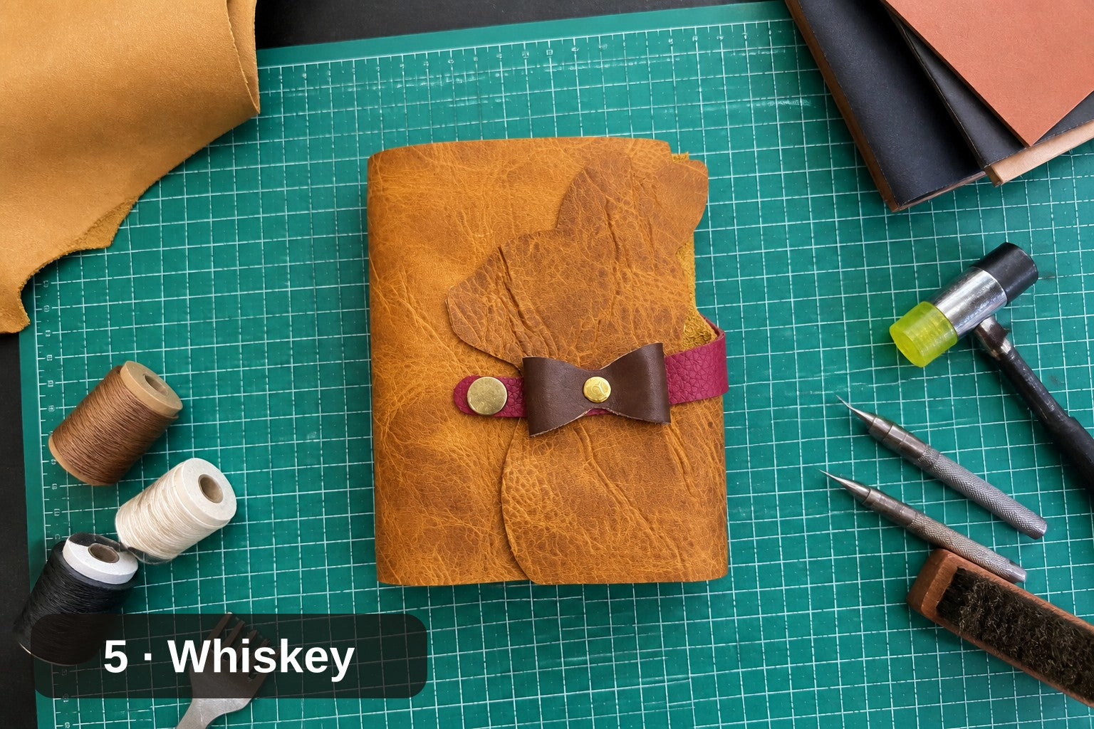 Bunny Journal Cover, Handmade Leather with Bow Tie Closure