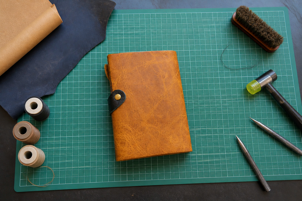 Bunny Journal Cover, Handmade Leather with Bow Tie Closure