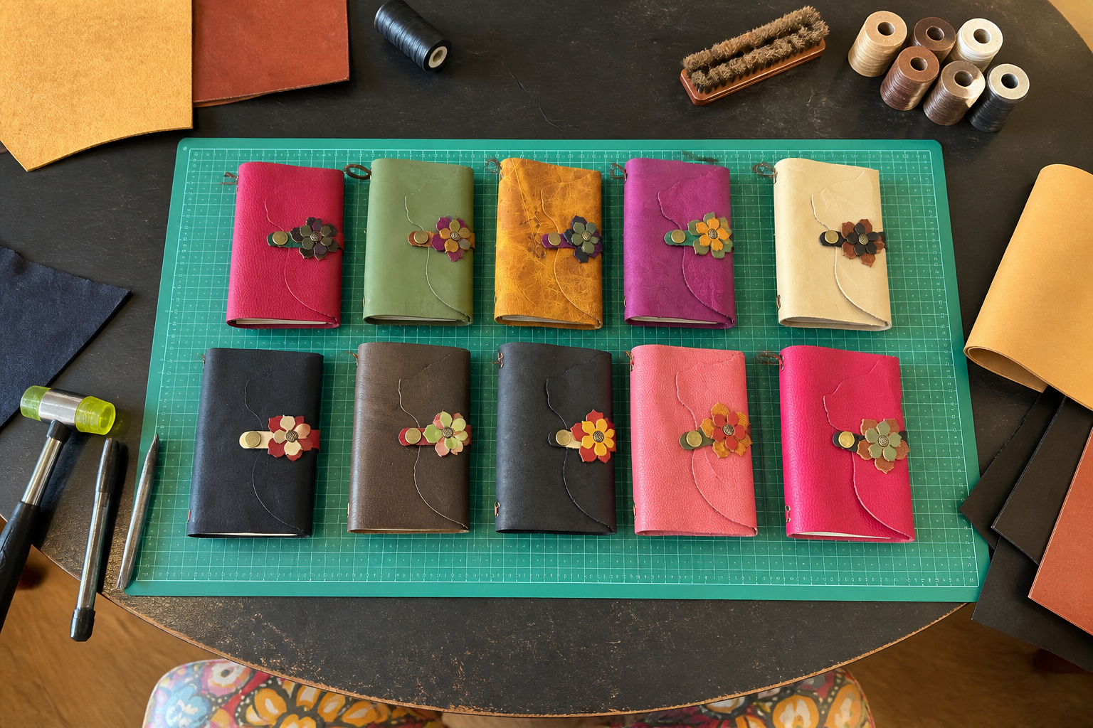 Cat Silhouette Leather Journal Cover, Many colors available