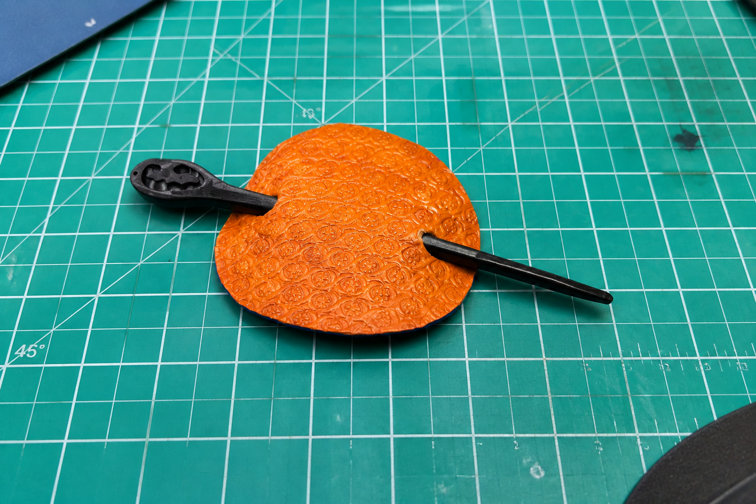 Leather Hair Barrette - Tan Stamped