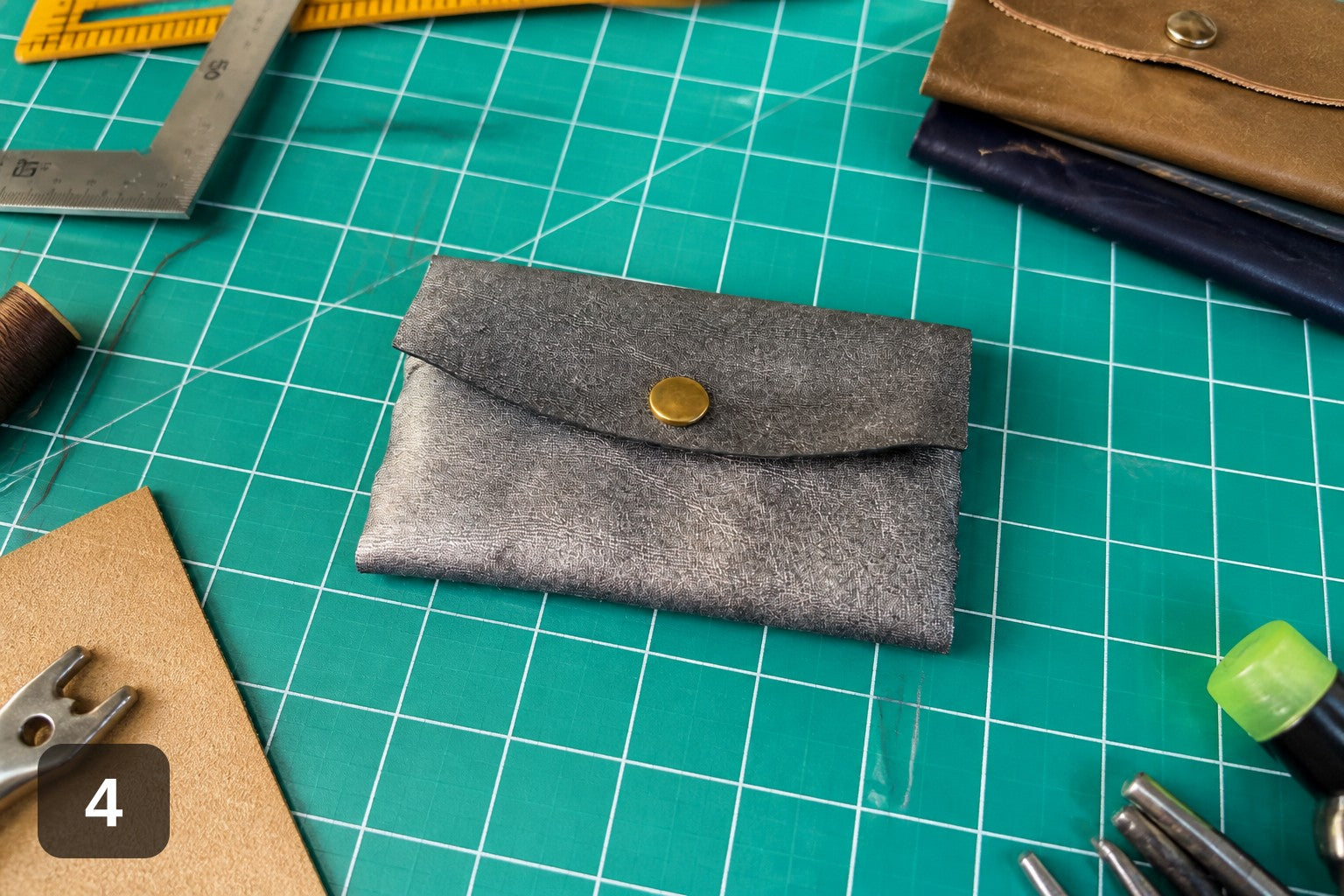 Woven Side Wallet - Handmade Leather Card & Cash Case