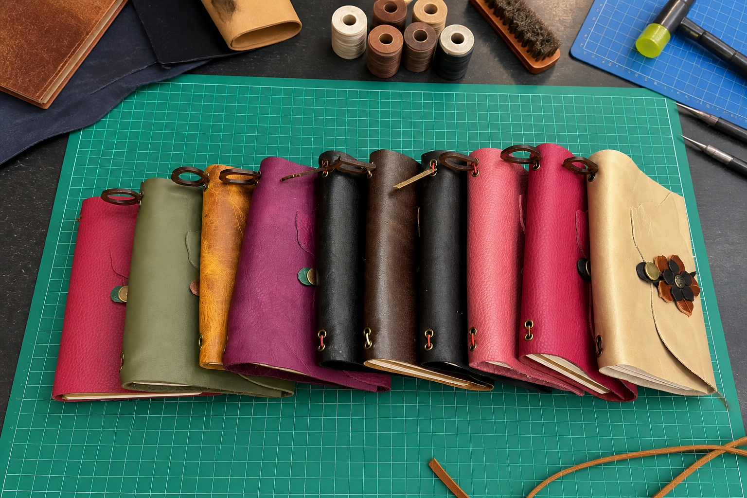 Cat Silhouette Leather Journal Cover, Many colors available