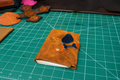 Tan Leather Journal Cover - Dog & Bone Snap Closure