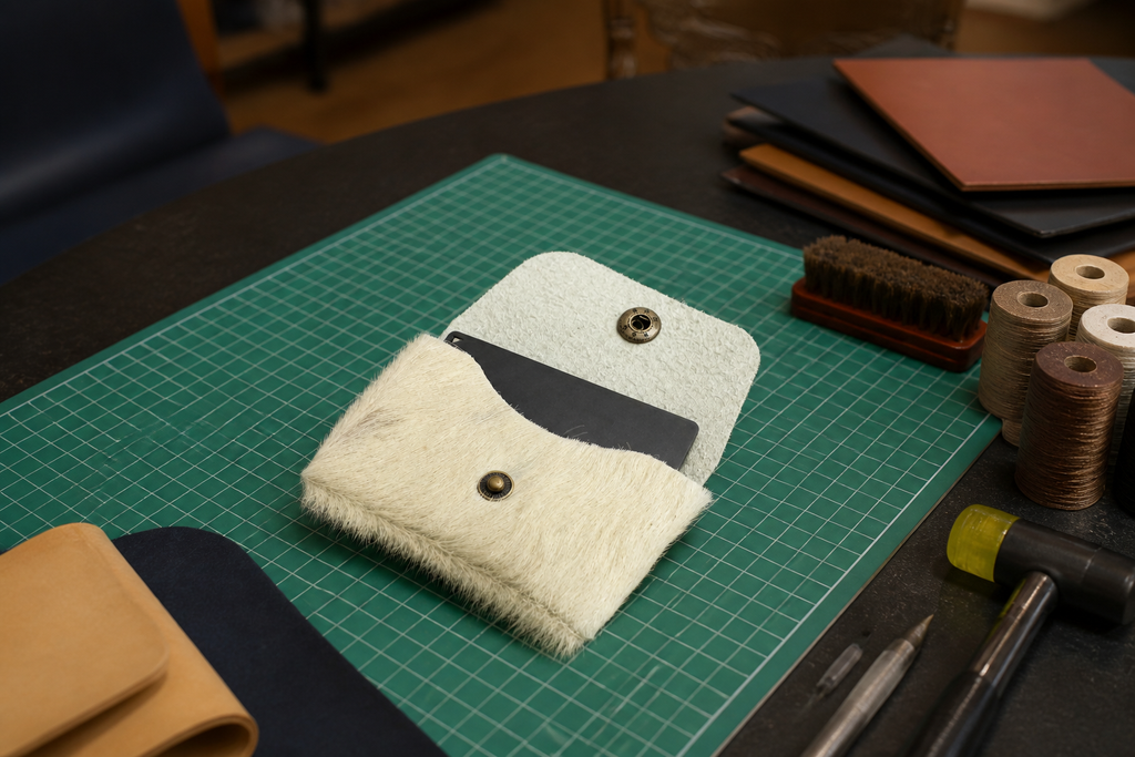 Leather Card Wallet, Stitchless Snap Closure