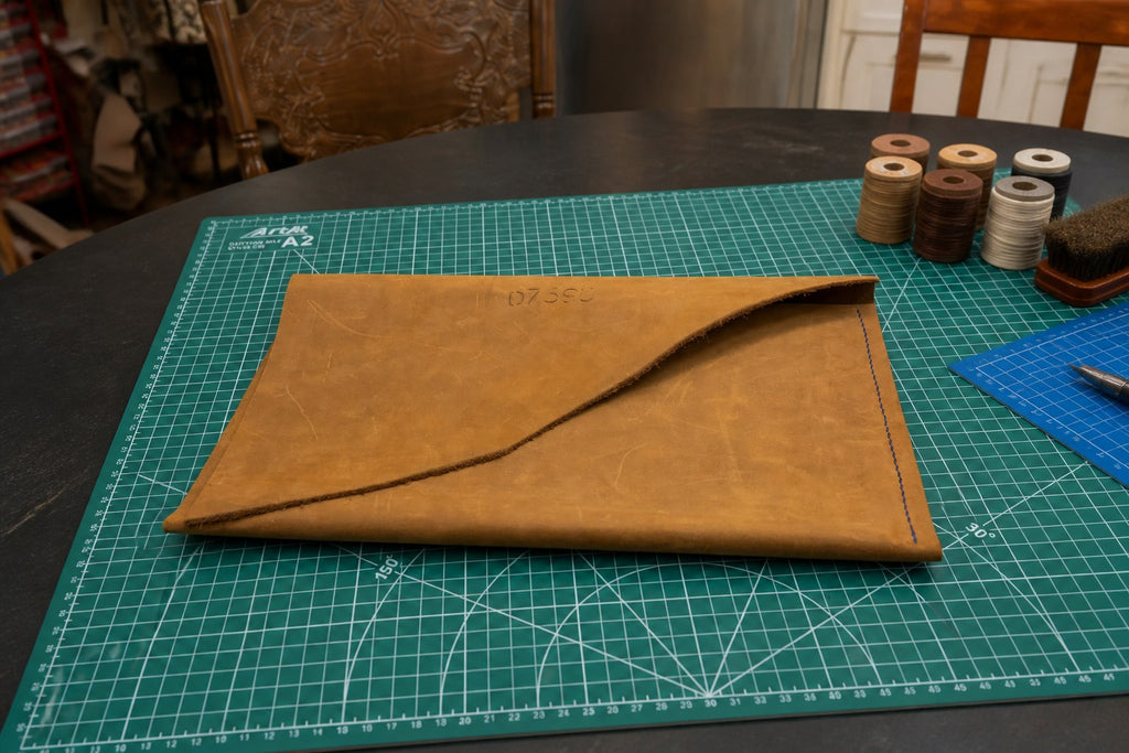 "Live Edge" Laptop Sleeve - Handmade Raw Leather