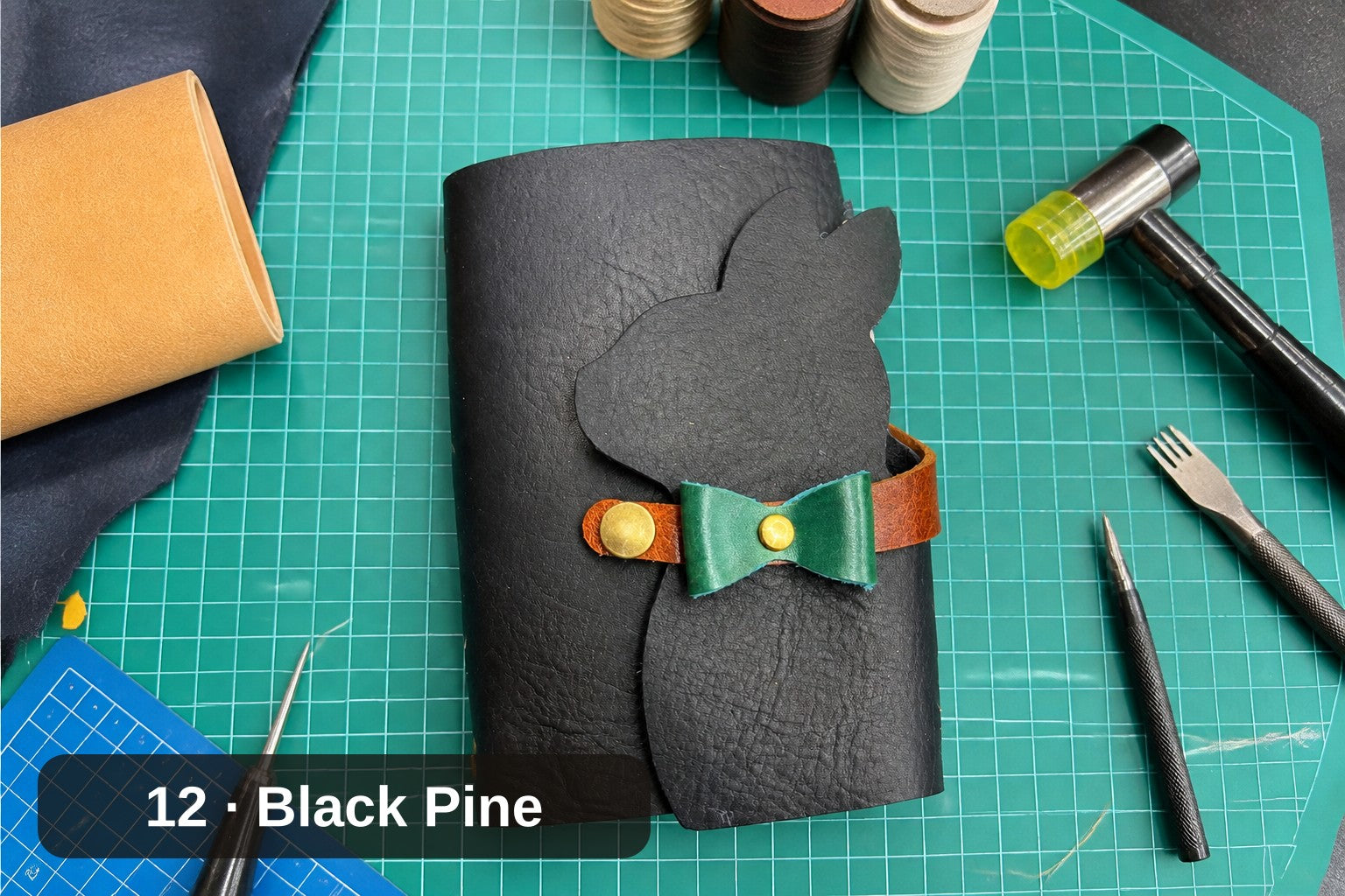 Bunny Journal Cover, Handmade Leather with Bow Tie Closure