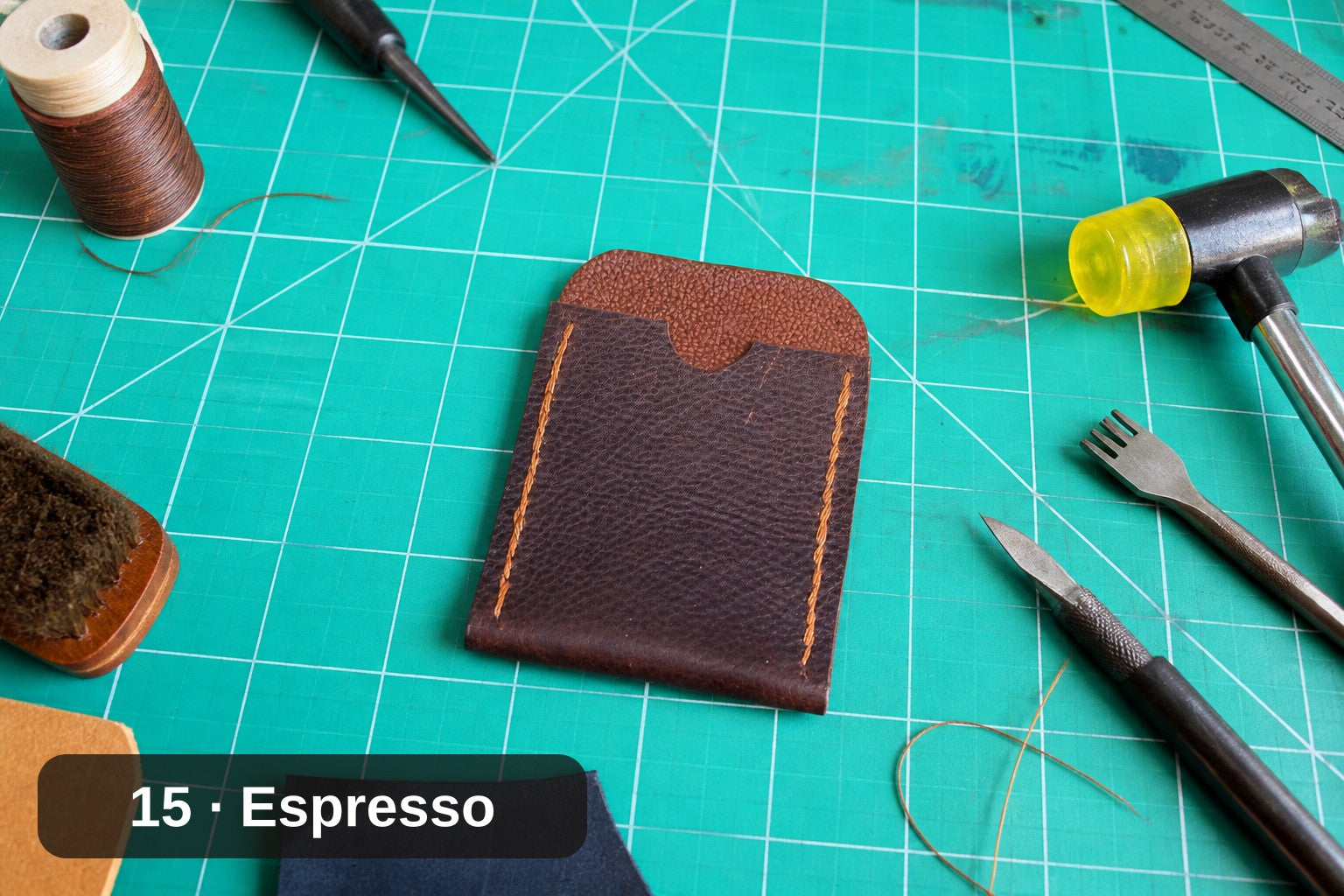 Billetera Tarjetero de Piel Plena Flor - Funda Fina Hecha a Mano