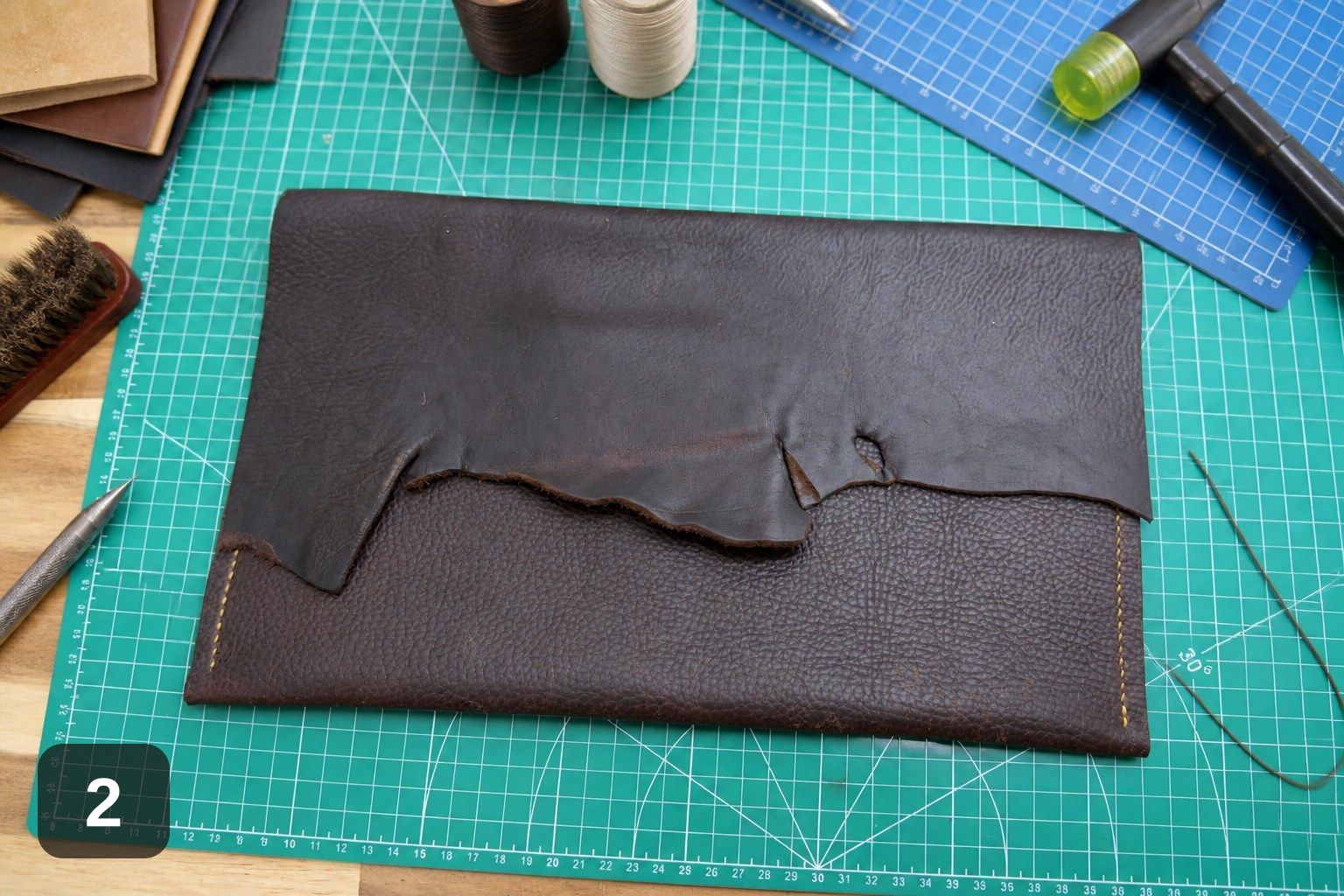 "Live Edge" Laptop Sleeve - Handmade Raw Leather