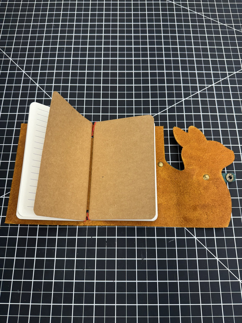 Bunny Journal Cover, Handmade Leather with Bow Tie Closure