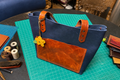 Navy & Cognac Leather Tote