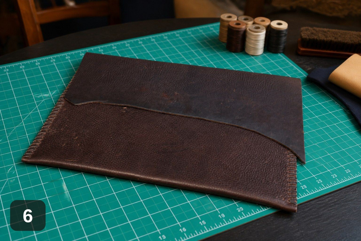 "Live Edge" Laptop Sleeve - Handmade Raw Leather