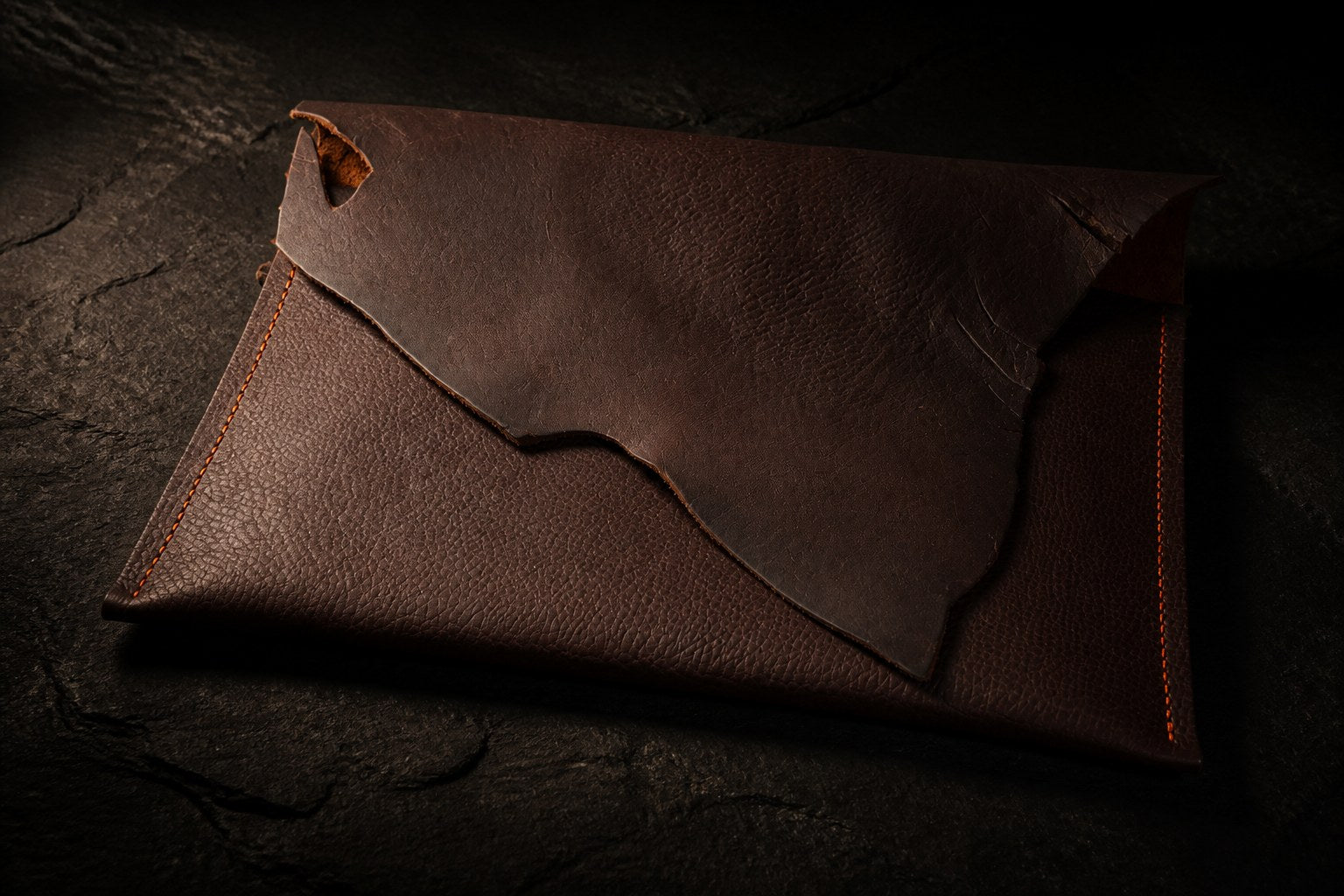 "Live Edge" Laptop Sleeve - Handmade Raw Leather