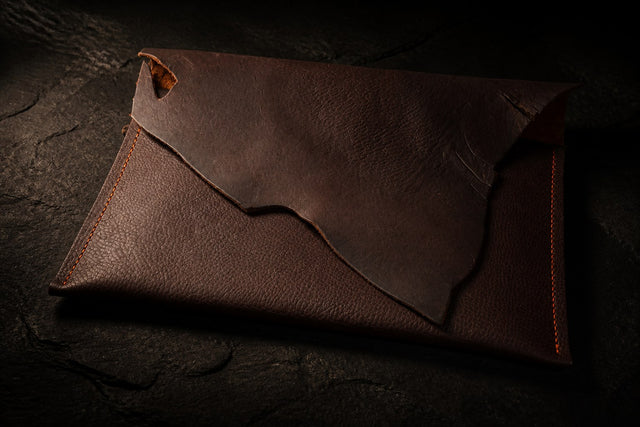 "Live Edge" Laptop Sleeve - Handmade Raw Leather