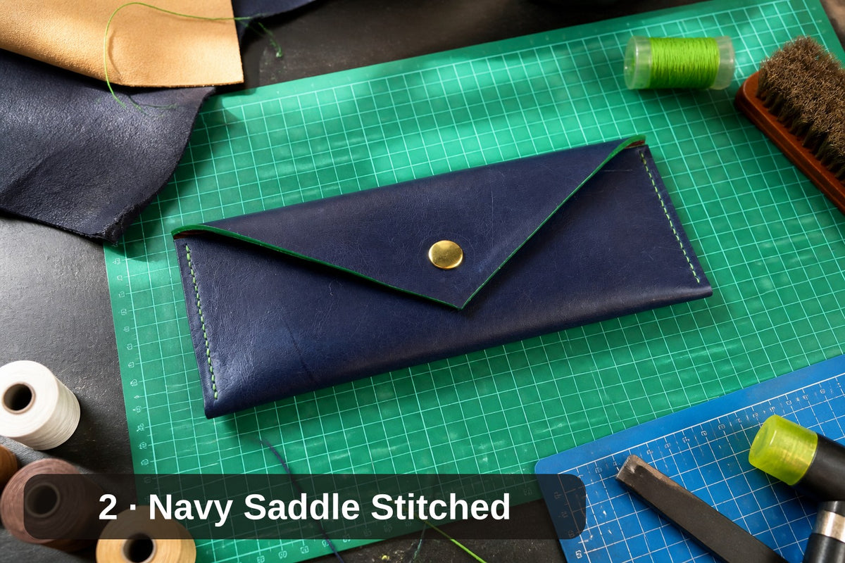 Hand Laced Leather Envelope Clutch in Caramel