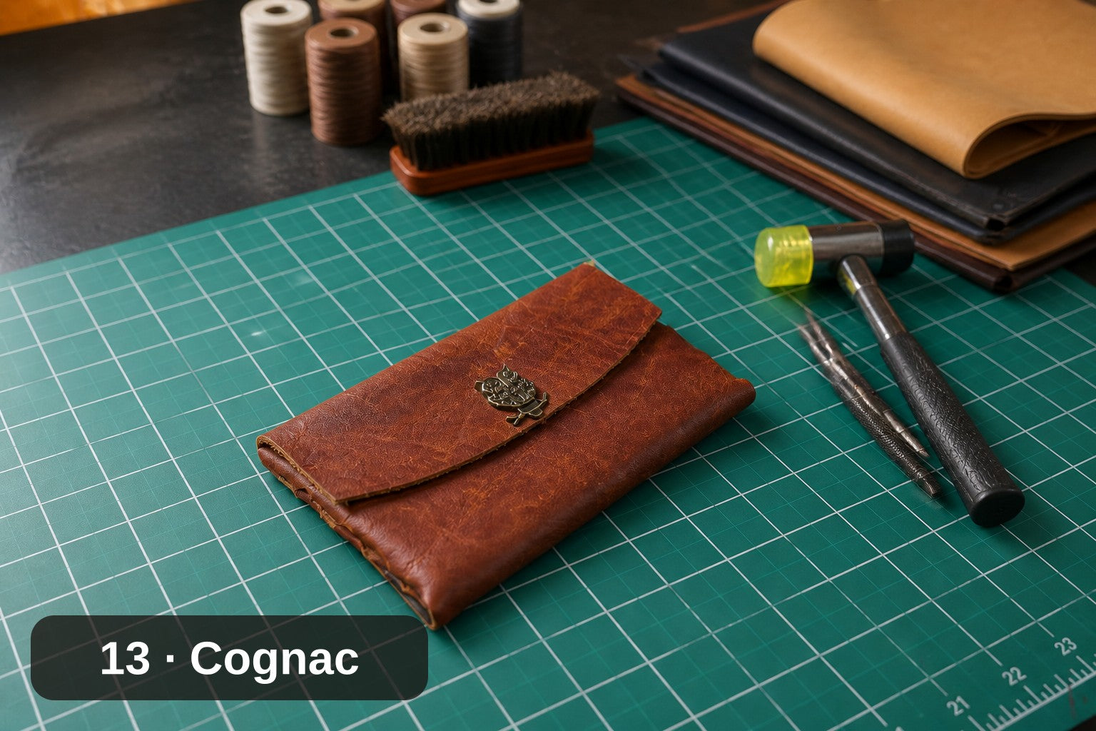 Billetera Lateral Tejida - Estuche de Cuero Hecho a Mano para Tarjetas y Efectivo