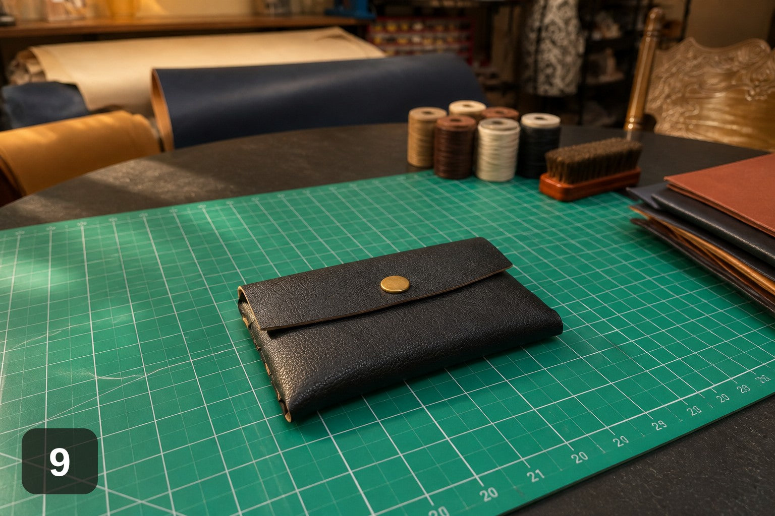 Woven Side Wallet - Handmade Leather Card & Cash Case