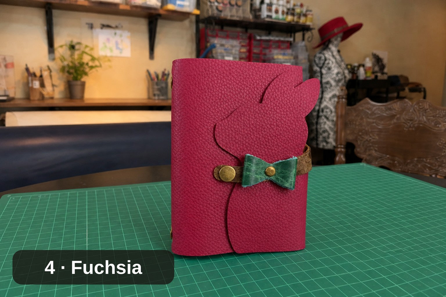 Bunny Journal Cover, Handmade Leather with Bow Tie Closure