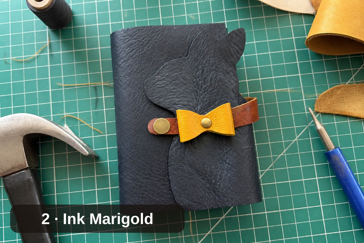 Bunny Journal Cover, Handmade Leather with Bow Tie Closure