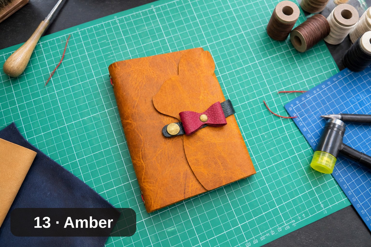 Bunny Journal Cover, Handmade Leather with Bow Tie Closure