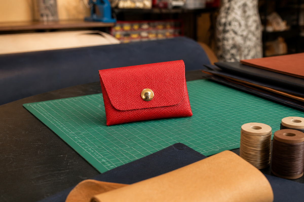 Leather Card Wallet, Stitchless Snap Closure