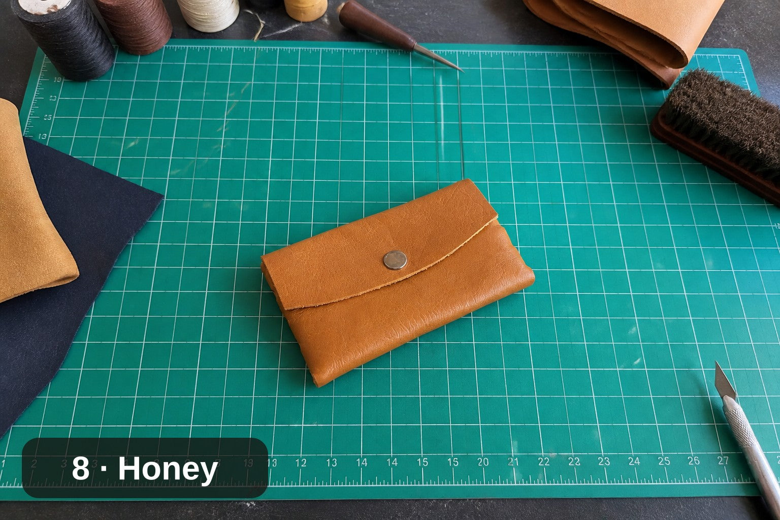 Billetera Lateral Tejida - Estuche de Cuero Hecho a Mano para Tarjetas y Efectivo