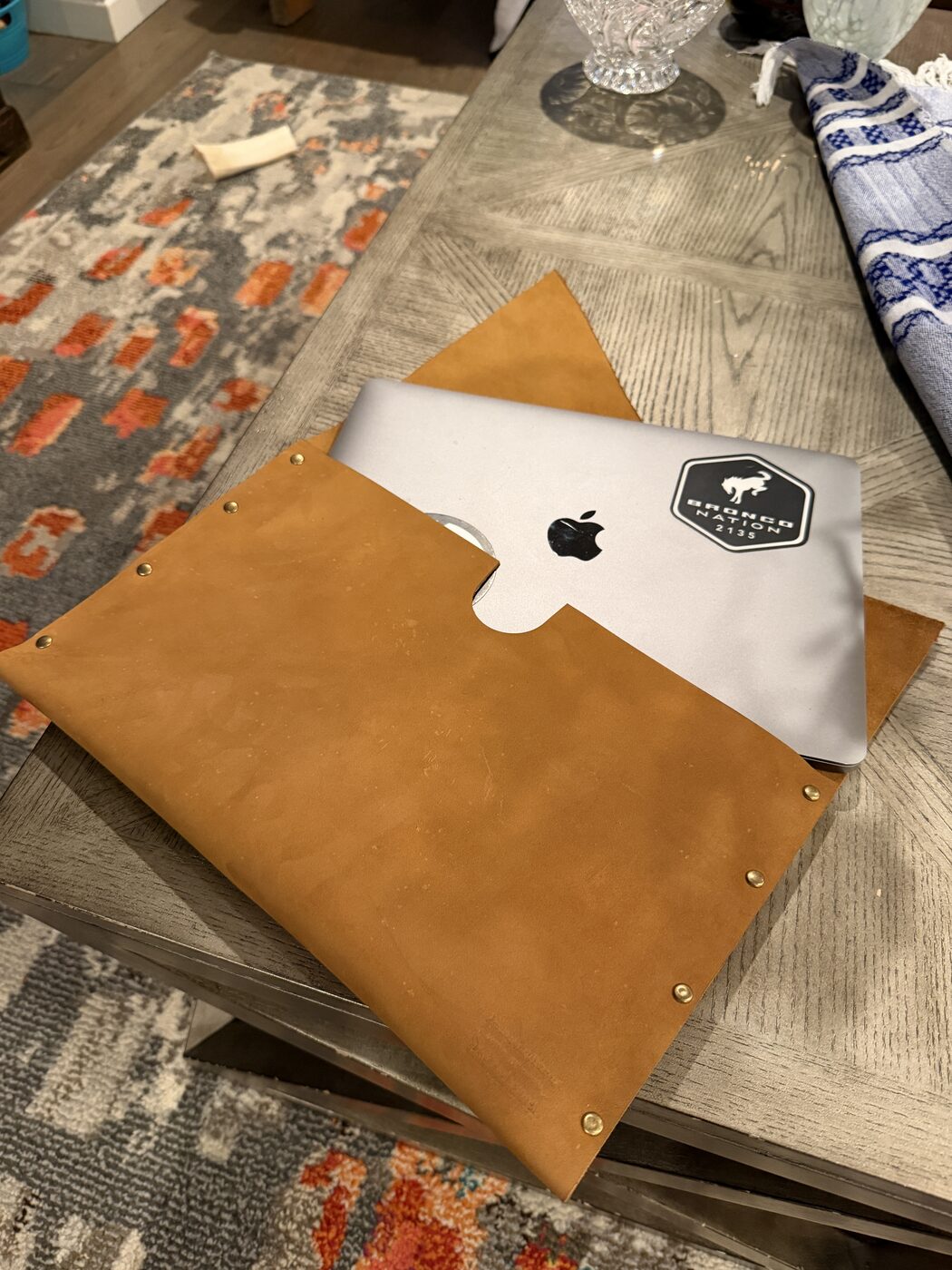 Leather laptop sleeve
